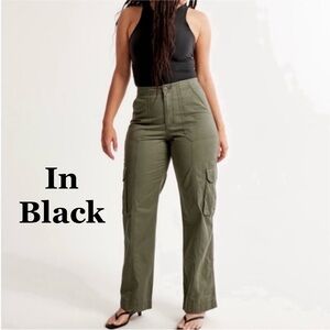 Abercrombie & Fitch Relaxed Black Utility Cargo Cotton Pants Size 31 / 12